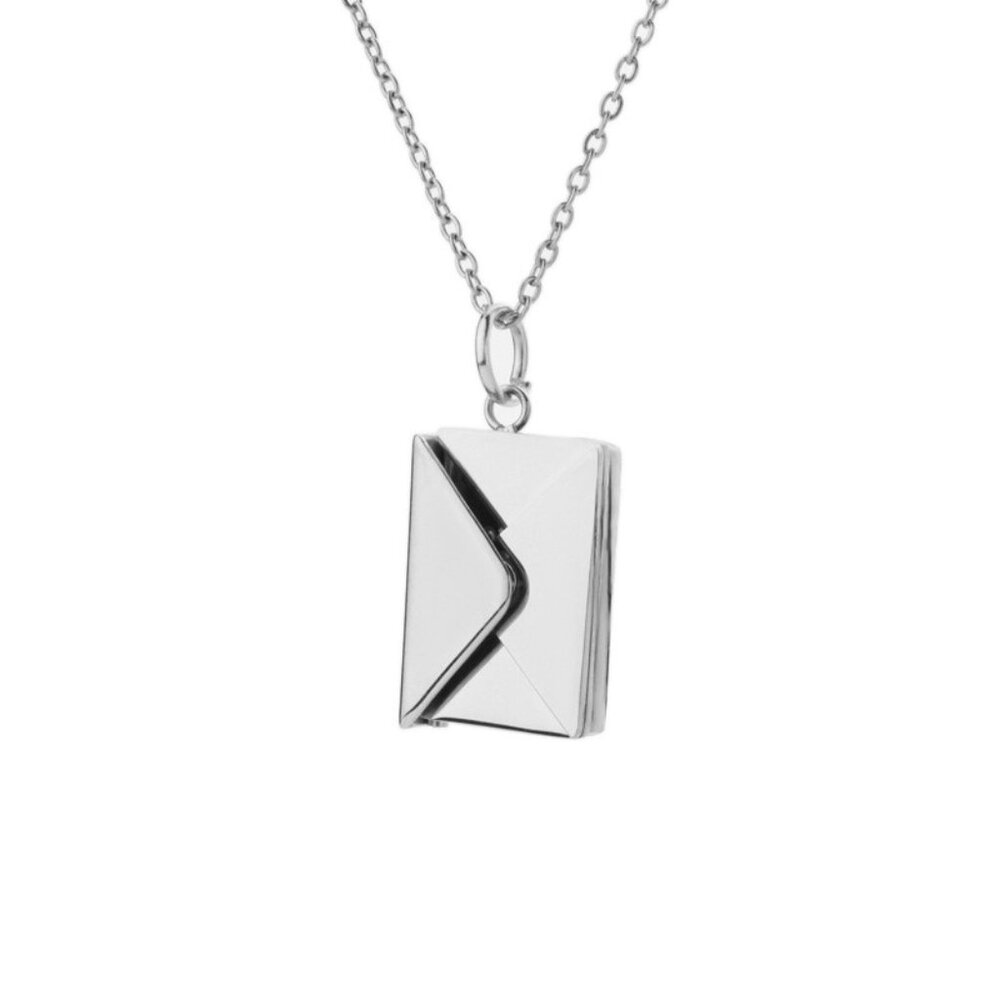 Silver Letter Locket Necklace Love You Pendant‎ Gift for Her Wife Girlfriend